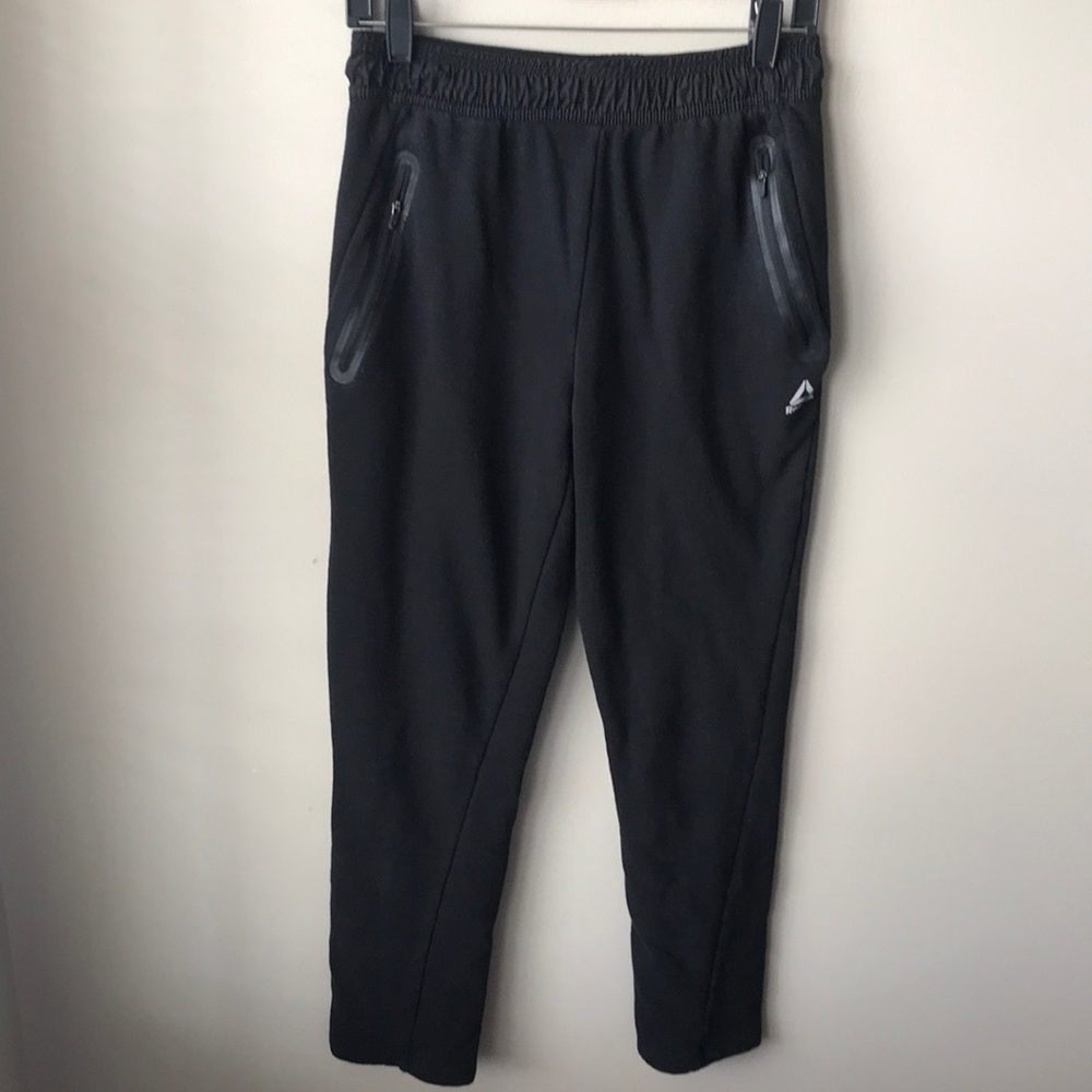 Mens Size S Reebok Black Sweatpants - adjustable waist - zipper pockets